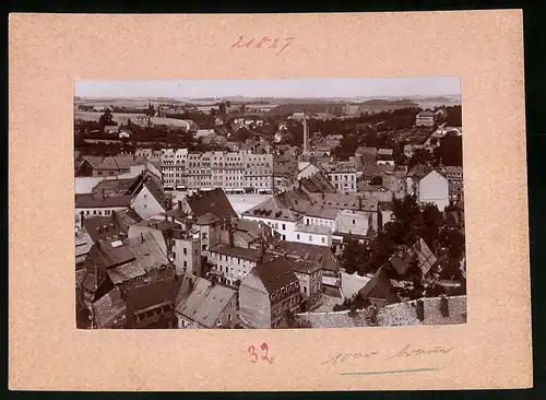 Fotografie Brück & Sohn Meissen, Ansicht Mittweida, Ortsansicht mit Marktplatz vom Kirchturm gesehen