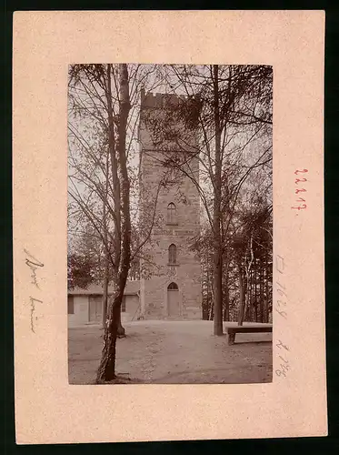 Fotografie Brück & Sohn Meissen, Ansicht Kamenz i. Sa., Blick auf den Lessingturm auf dem Hutberg