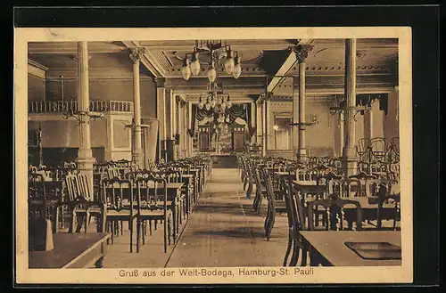 AK Hamburg-St. Pauli, Gasthaus Welt-Bodega - Innenansicht