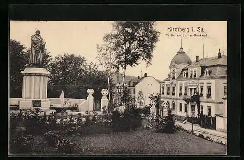 AK Kirchberg /Sa., Partie am Luther-Denkmal