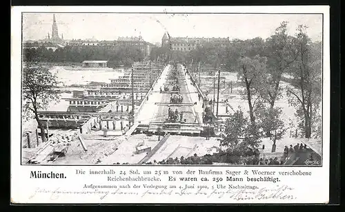 AK München, Reichenbachbrücke nach der Verlegung am 4. Juni 1902