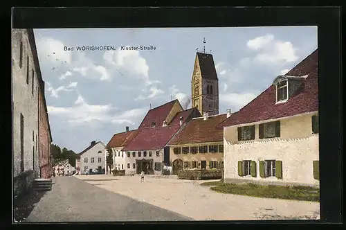 AK Bad Wörishofen, Kloster-Strasse mit Kirche