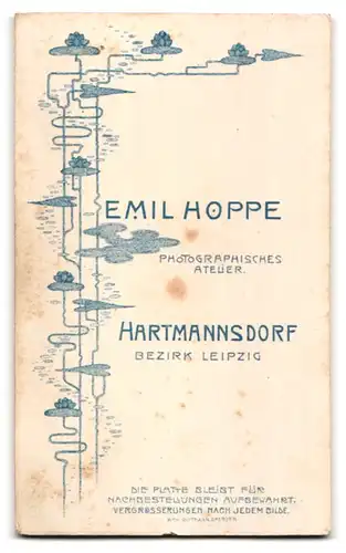 Fotografie Emil Hoppe, Hartmannsdorf, Leipzig, Junge Dame mit auffälligem Federhut