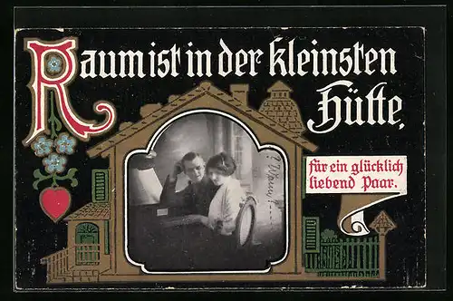 AK Raum ist in der kleinsten Hütte für ein glücklich liebend Paar mit Herzmotiv
