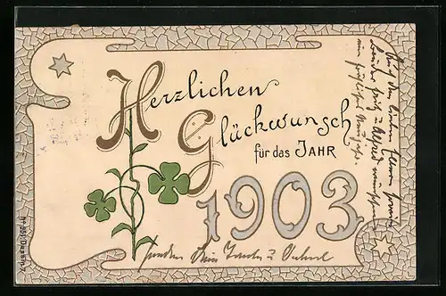 Künstler-AK Glückwünsche zum Neujahr 1903