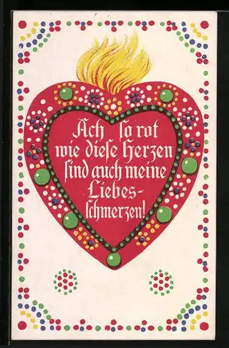 Künstler-AK Herz mit Liebesspruch