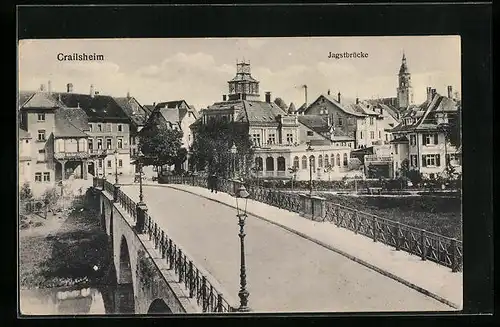 AK Crailsheim, Ortsansicht mit Jagstbrücke