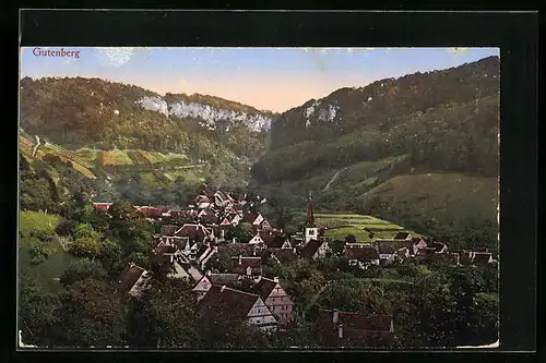 AK Gutenberg, Ortsansicht aus der Vogelschau