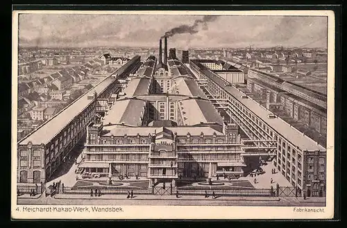 AK Hamburg-Wandsbek, Reichardt-Kakao-Werk aus der Vogelschau