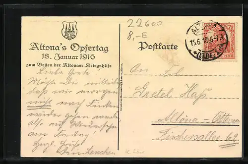 Künstler-AK Hamburg-Othmarschen, Ortsansicht mit Teich