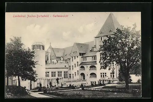 AK Aachen-Burtscheid, Landesbad mit Gartenansicht