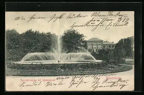 AK Wandsbek, Springbrunnen mit Gymnasium