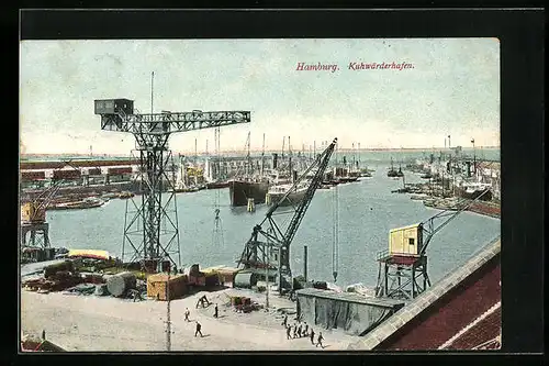 AK Hamburg, Kuhwärderhafen mit Schiffen