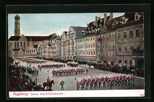 AK Augsburg, Parade auf der oberen Maximilianstrasse