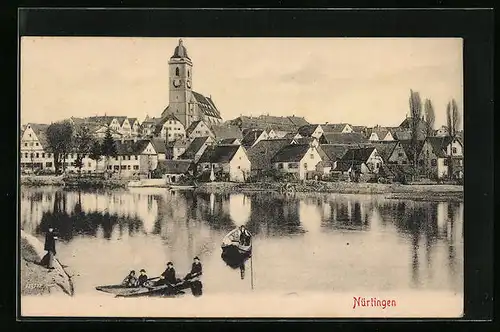 AK Nürtingen, Partie am Ufer, Ruderboote