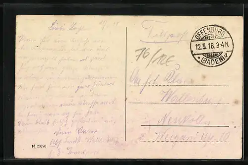 AK Offenburg i. B., Strassenpartie mit Kasernen