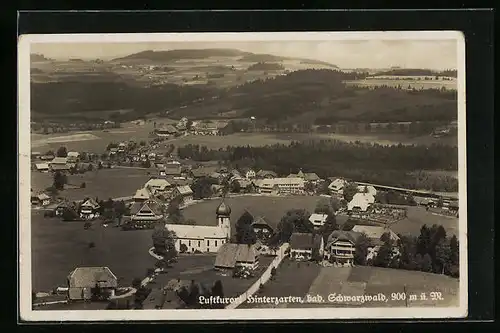 AK Hinterzarten, Fliegeraufnahme mit Zwiebelturmkirche