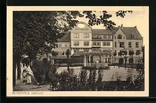 AK Herrenalb, Kurplatz mit Blick auf das Rathaus
