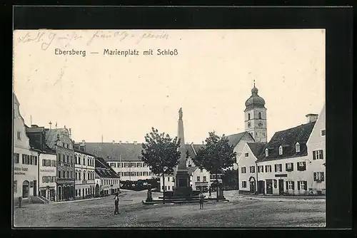 AK Ebersberg, Marienplatz mit Schloss