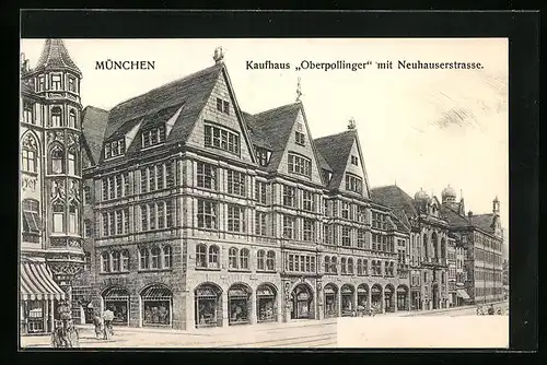 AK München, Kaufhaus Oberpollinger mit Neuhauserstrasse