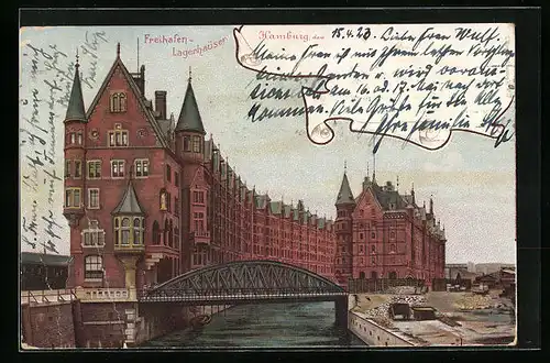 AK Hamburg, Freihafen-Lagerhäuser