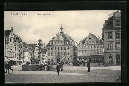 AK Schwäb. Gmünd, Oberer Marktplatz mit Mariensäule
