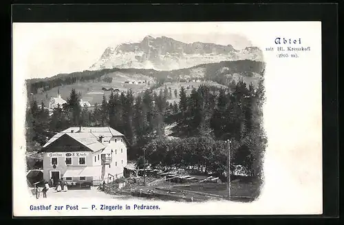 AK Abtei, Gasthof zur Post mit Hl. Kreuzkofl