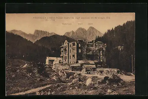 AK Fratazza, Hôtel Panzer incendiato dagli austriaci 24-30 maggio 1915