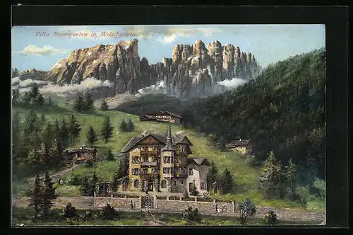 AK Welschnoven, Villa Rosengarten mit Bergpanorama