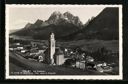 AK Sexten, Ortsansicht mit Kirche San Vito