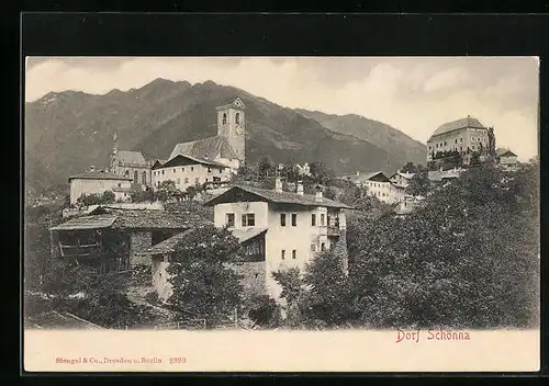 AK Schönna bei Meran, Dorf Schönna mit Schloss