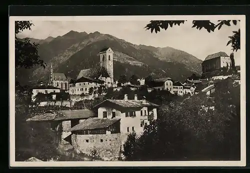 AK Schönna bei Meran, Ortsansicht aus der Vogelschau