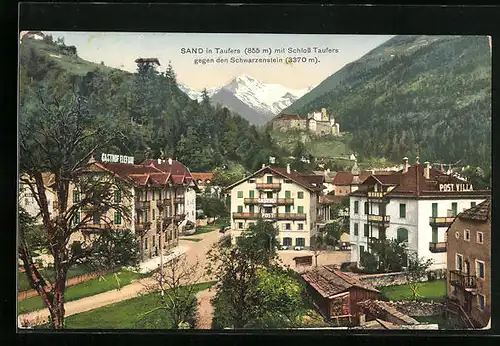 AK Sand in Taufers, Ortspartie mit Schloss Taufers