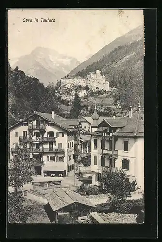 AK Sand in Taufers, Ortspartie mit Gasthaus Zur Post und Post-Villa