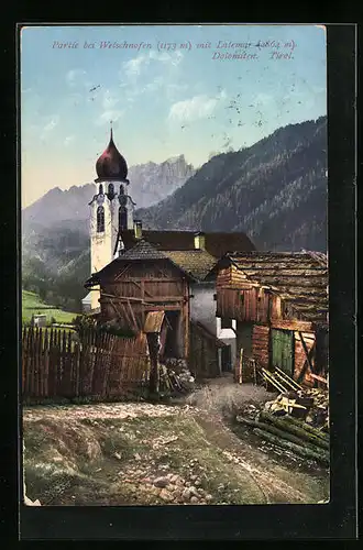 AK Welschnofen, Ortspartie mit Latemar, Dolomiten