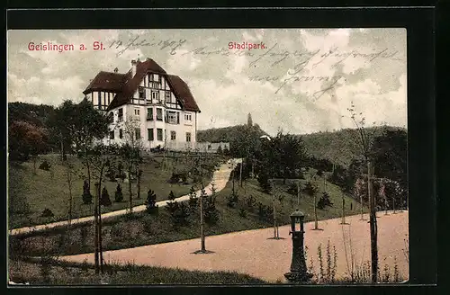 AK Geislingen a. St., Partie im Stadtpark