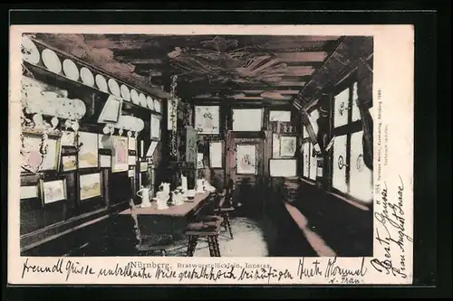 AK Nürnberg, Gasthaus Bratwurstglöcklein, Innenansicht