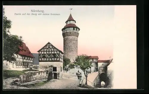 AK Nürnberg, Partie auf der Burg mit tiefem Brunnen