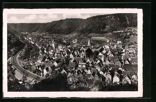 AK Geislingen a. Steige, Ortsansicht mit Bahnstrecke