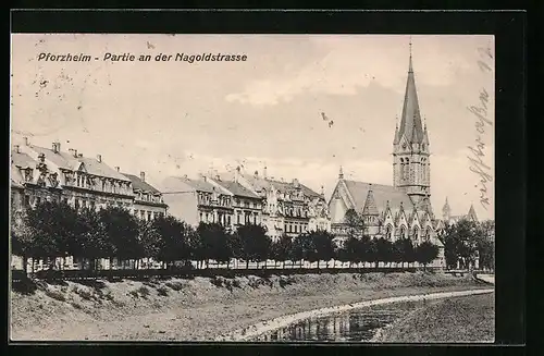 AK Pforzheim, Partie an der Nagoldstrasse