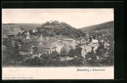 AK Neuenbürg i. Schwarzwald, Ortsansicht aus der Vogelschau