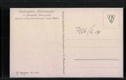 AK Herrenalb /Schwarzwald, Erholungsheim Charlottenruhe