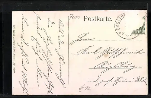 AK Esslingen a. N., Teilansicht mit Kirche