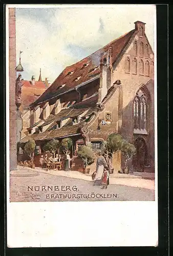 Künstler-AK Nürnberg, Gasthaus Bratwurstglöcklein