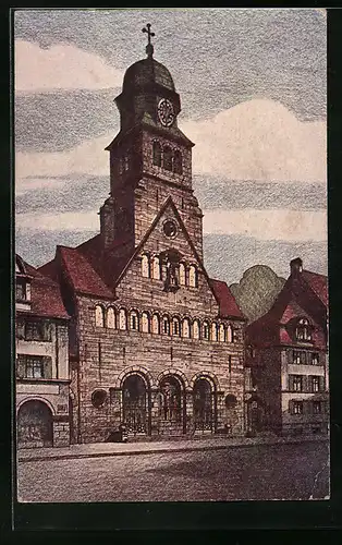 Künstler-AK Nürnberg, Projektierte katholische Kirche St. Bonifatius im Bezirk St. Leonhard Pfarrei St. Elisabeth