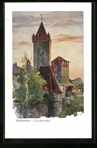 Künstler-AK Nürnberg, Turm Luginsland