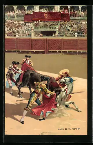 AK Caida de un Picador, Szene beim Stierkampf