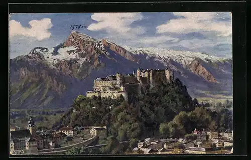 AK Salzburg, Die Festung mit Untersberg