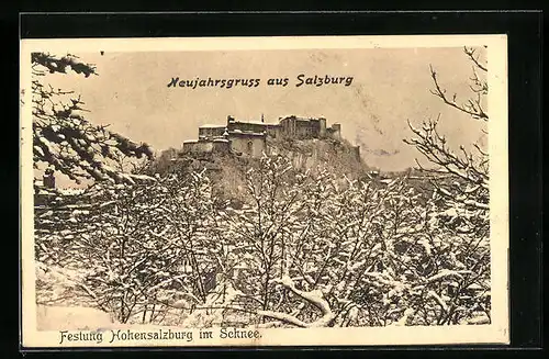 AK Salzburg, Festung Hohensalzburg im Winter