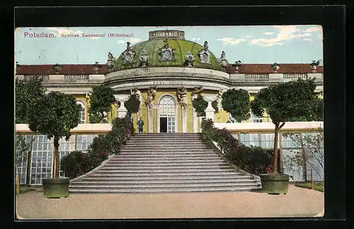 AK Potsdam, Schloss Sanssouci, der Mittelbau